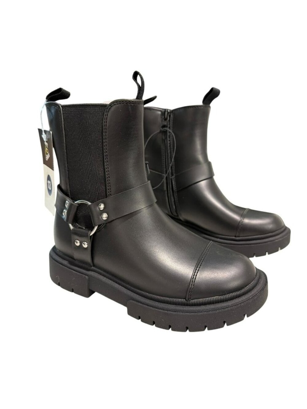 New Art Class Kids Black Faux Leather Buckle Moto Boots